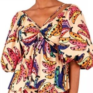 FARM Rio Multicolor Leaf Print Blouse